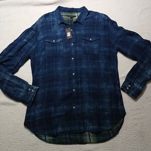 John Varvatos USA Button Down Flannel Plaid Shirt Men's Size XL